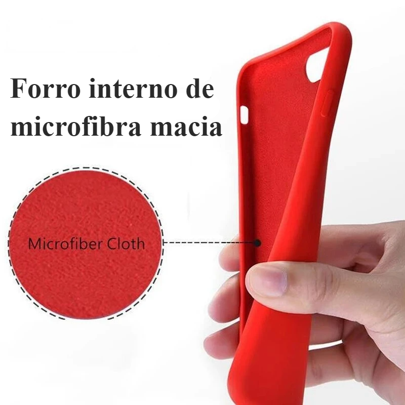 Capinha de silicone para Apple iPhone 11, 12, 13, 14, 15 Pro Max, X, XS, XR - BrasBest