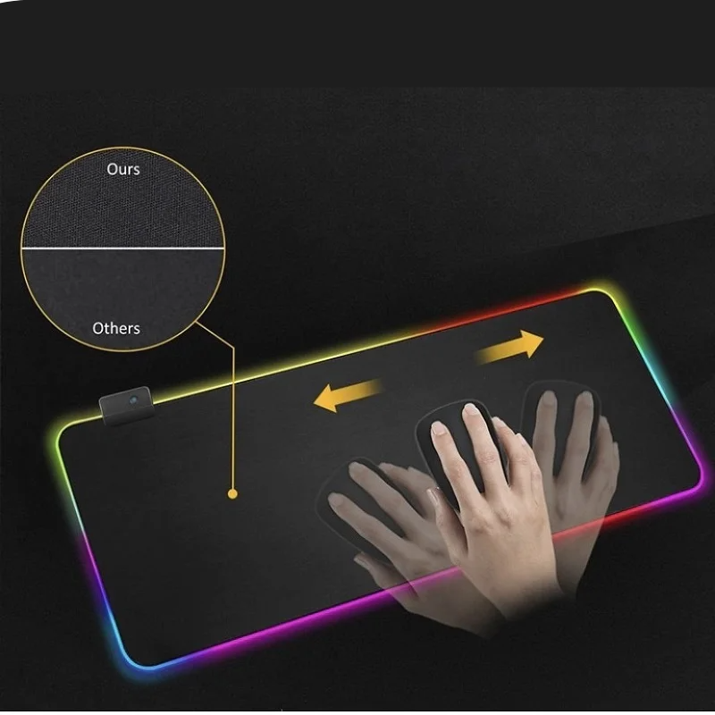 Mouse Pad Gamer LED RGB 7 Cores - Grande (80 x 30cm) com Conexão USB