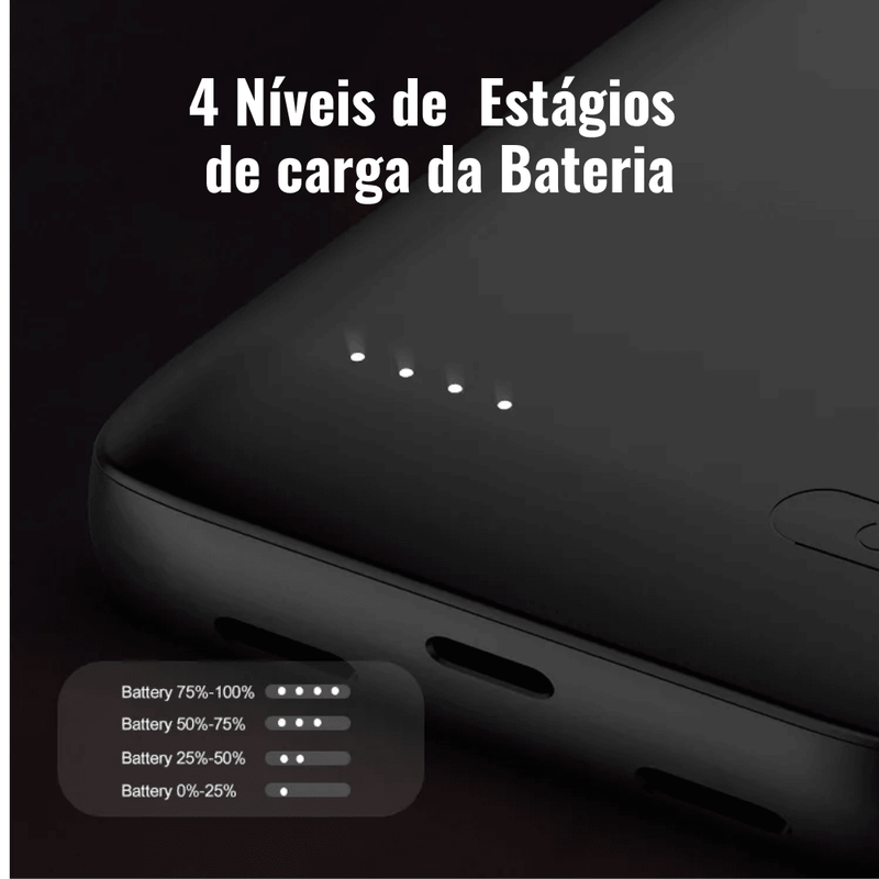 Capinha Com Bateria inteligente para iPhone - Smart Battery Case - Power Bank - BrasBest