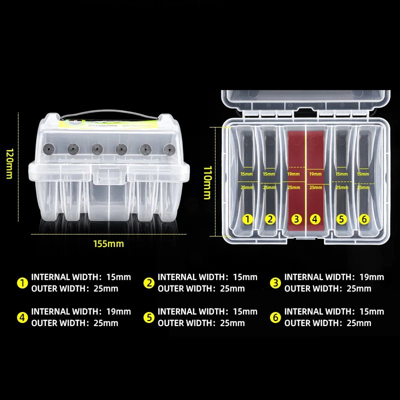 Caixa Porta Linha de Pesca, Tackle Box BEARKING - Distribuidor com 6 Compartimentos Dupla Face, Acessórios de Pesca Organizados