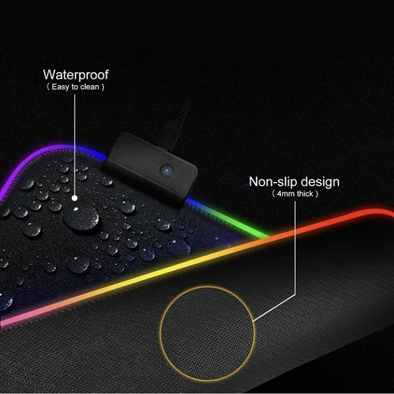 Mouse Pad Gamer LED RGB 7 Cores - Grande (80 x 30cm) com Conexão USB