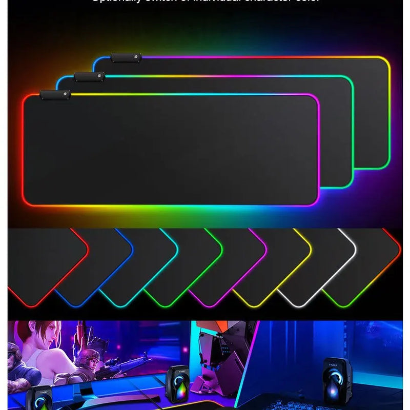 Mouse Pad Gamer LED RGB 7 Cores - Grande (80 x 30cm) com Conexão USB