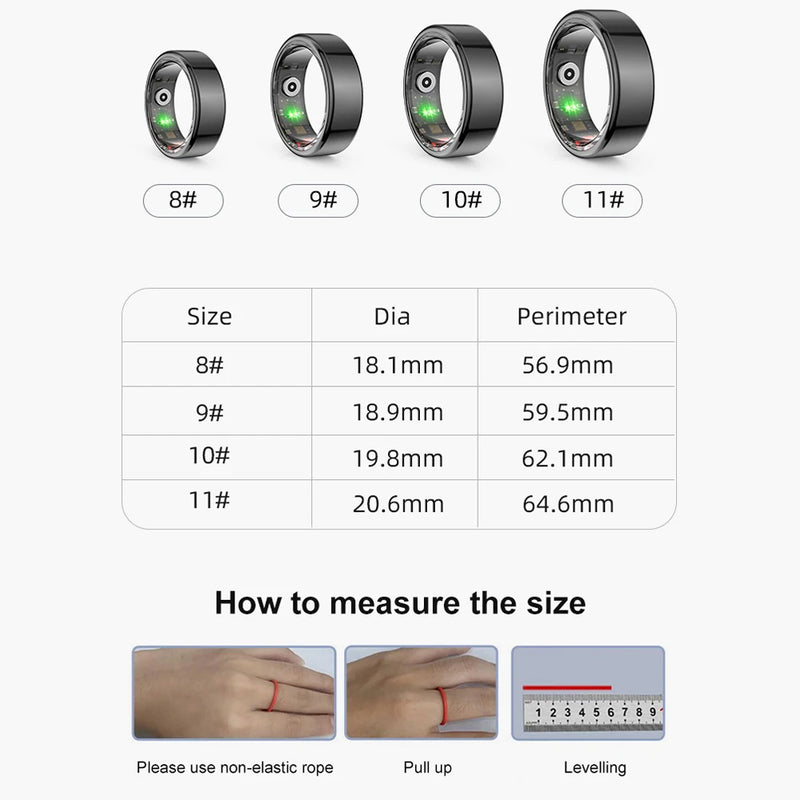 Anel inteligente monitoramento de sua saúde, aço titânio, ideal para pratica de esportes - BrasBest