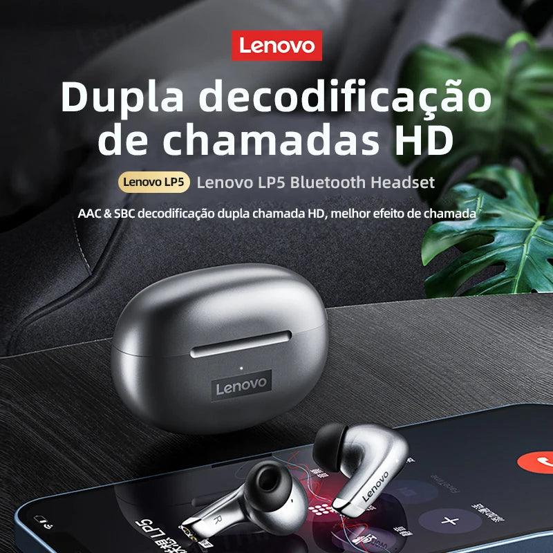 Fones De Ouvido Bluetooth Sem Fio Lenovo-LP5 - BrasBest