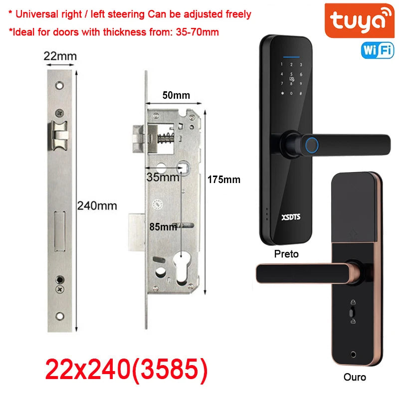 Fechadura Eletrônica Digital wifi com Digital Smart, desbloqueio remoto, Keyles