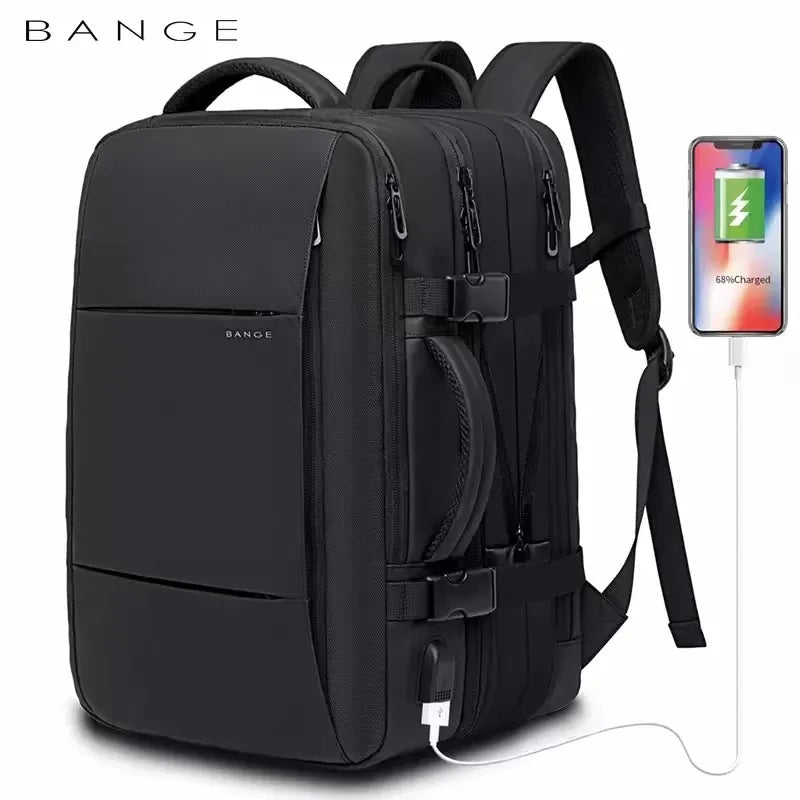 Mochila de Viagem com carregador USB Expansível para Homens, Mala para Viajem Grande Capacidade, Impermeável, Para Laptop até 17.3 Polegadas - BrasBest