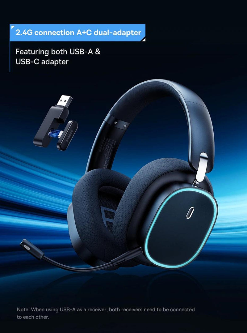 Headphone Baseus-Wireless Gaming com microfone, Bluetooth 5.3 - BrasBest