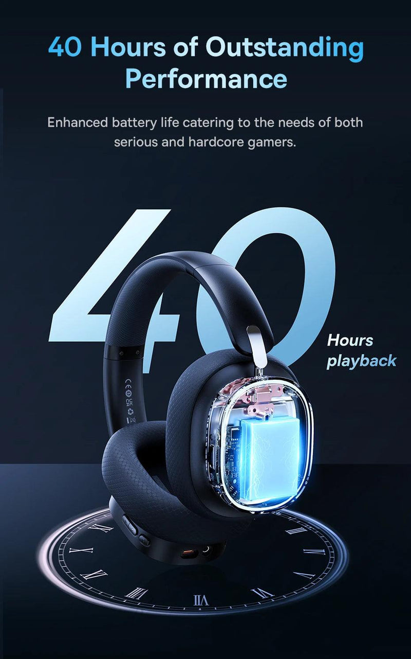 Headphone Baseus-Wireless Gaming com microfone, Bluetooth 5.3 - BrasBest