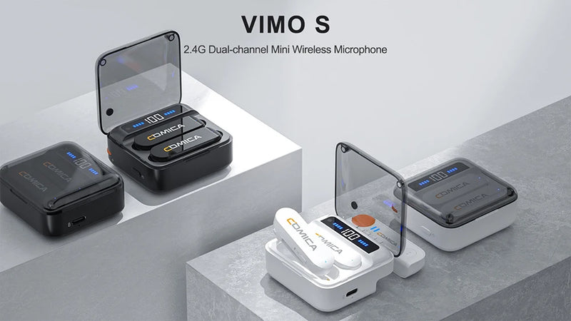 Microfone de Lapela Comica Vimo S 2.4G Sem Fio - Compacto com Estojo de Carregamento