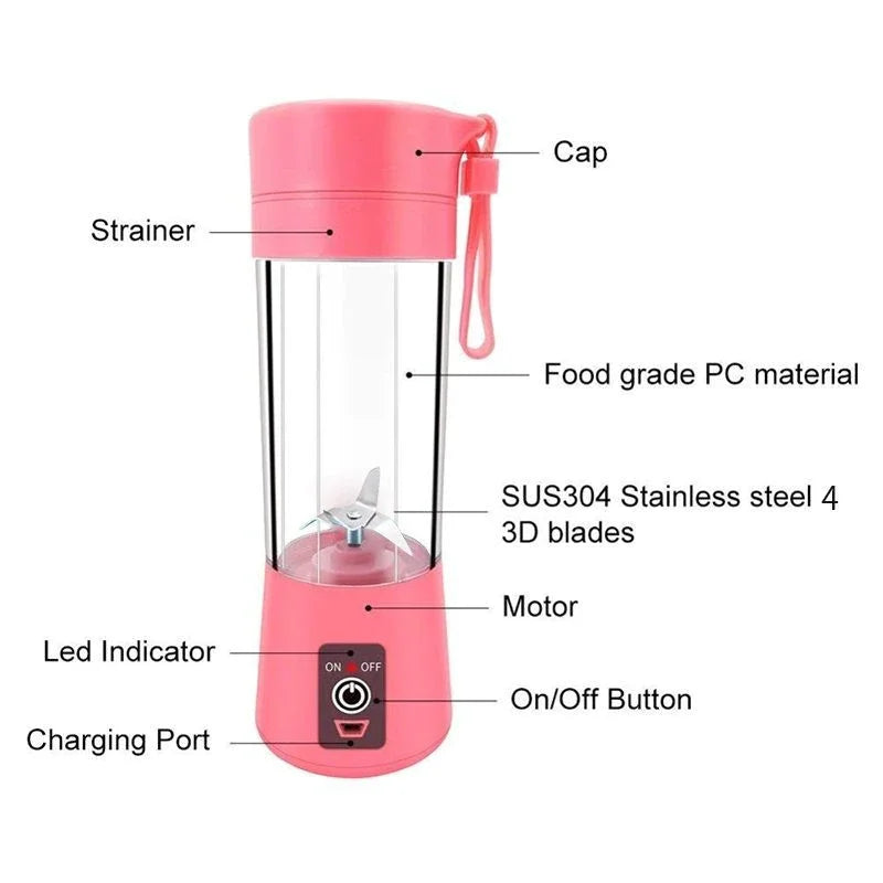 Mini Liquidificador Portátil Usb Juice Shake 6 Lâminas - BrasBest