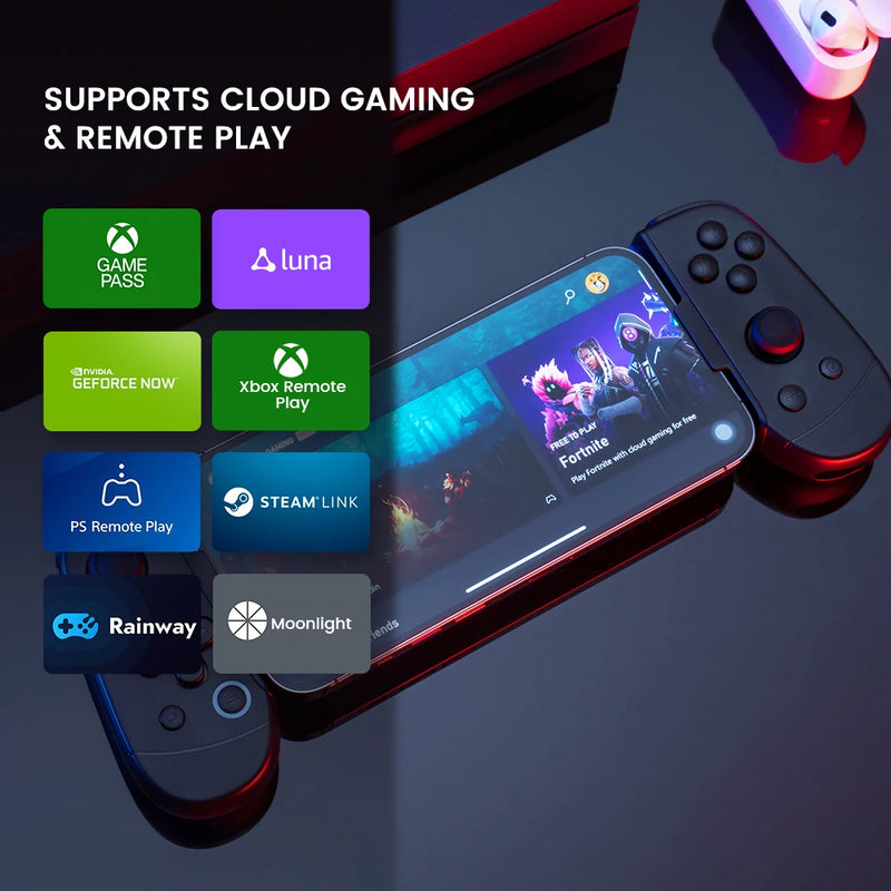 Gamepad para Celular - Controlador de Jogos para iPhone e Apple, Compatível com Xbox Game Pass, Stadia, xCloud, GeForce Now