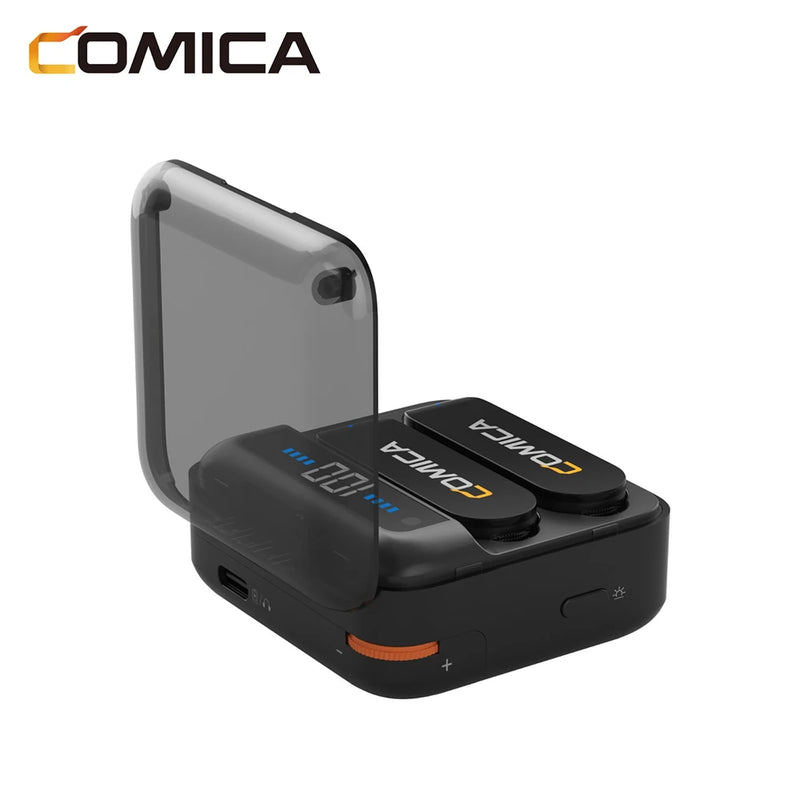 Microfone de Lapela Comica Vimo S 2.4G Sem Fio - Compacto com Estojo de Carregamento