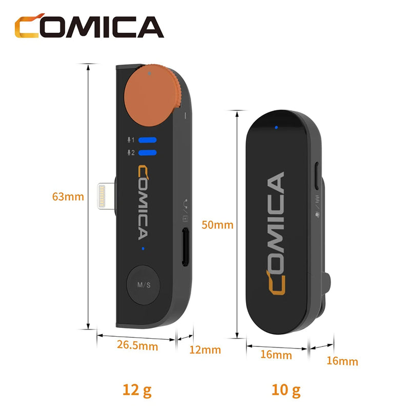 Microfone de Lapela Comica Vimo S 2.4G Sem Fio - Compacto com Estojo de Carregamento