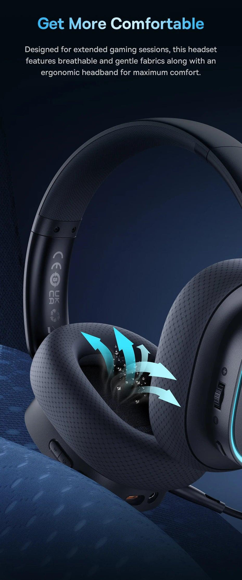 Headphone Baseus-Wireless Gaming com microfone, Bluetooth 5.3 - BrasBest