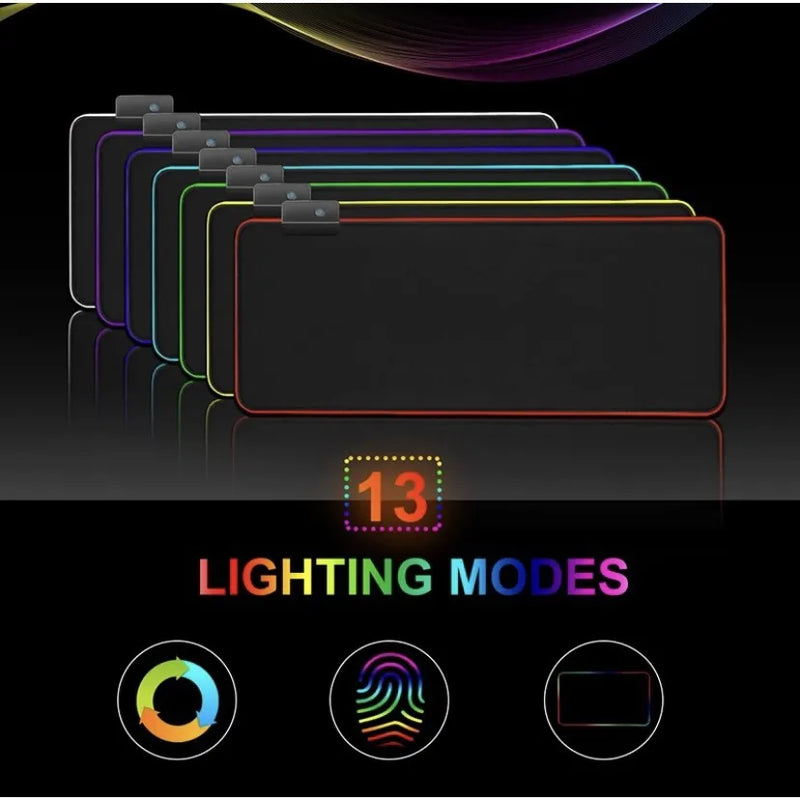 Mouse Pad Gamer LED RGB 7 Cores - Grande (80 x 30cm) com Conexão USB