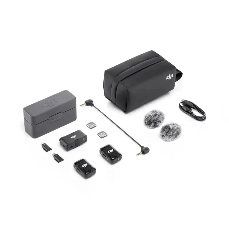 Microfone DJI Mic 2 de Lapela - Conexão Bluetooth Direta, Faixa de 250m (820 pés), 18 Horas de Duração, Transmissor Sem Fio com Cancelamento de Ruído