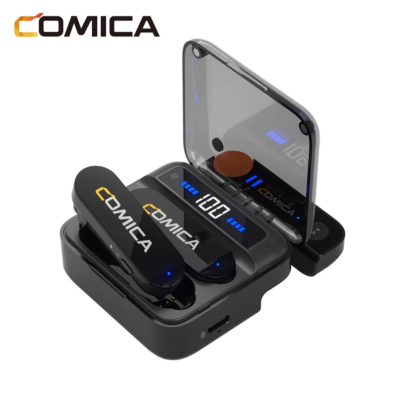 Microfone de Lapela Comica Vimo S 2.4G Sem Fio - Compacto com Estojo de Carregamento