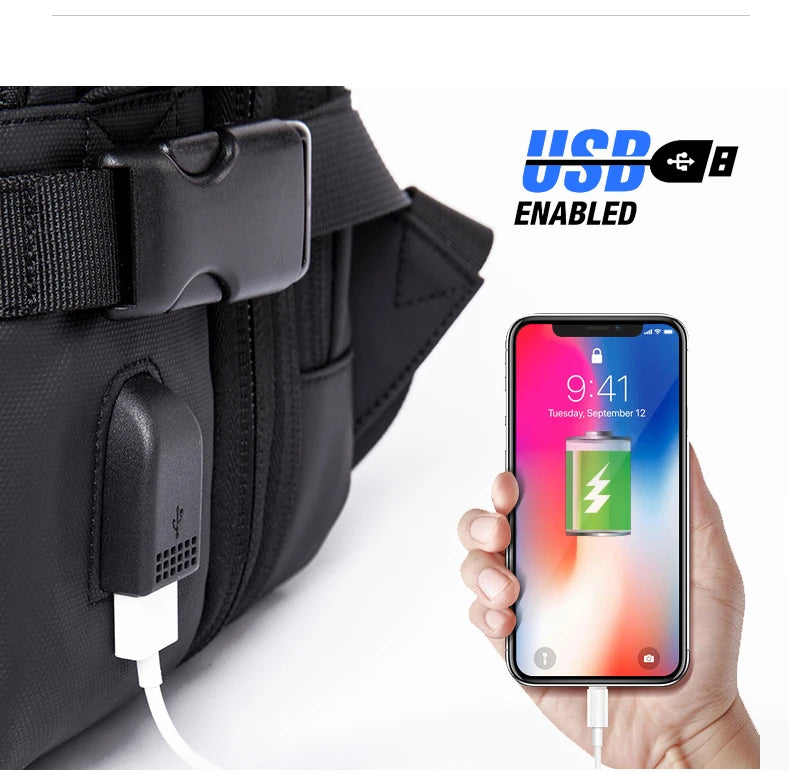 Mochila de Viagem com carregador USB Expansível para Homens, Mala para Viajem Grande Capacidade, Impermeável, Para Laptop até 17.3 Polegadas - BrasBest