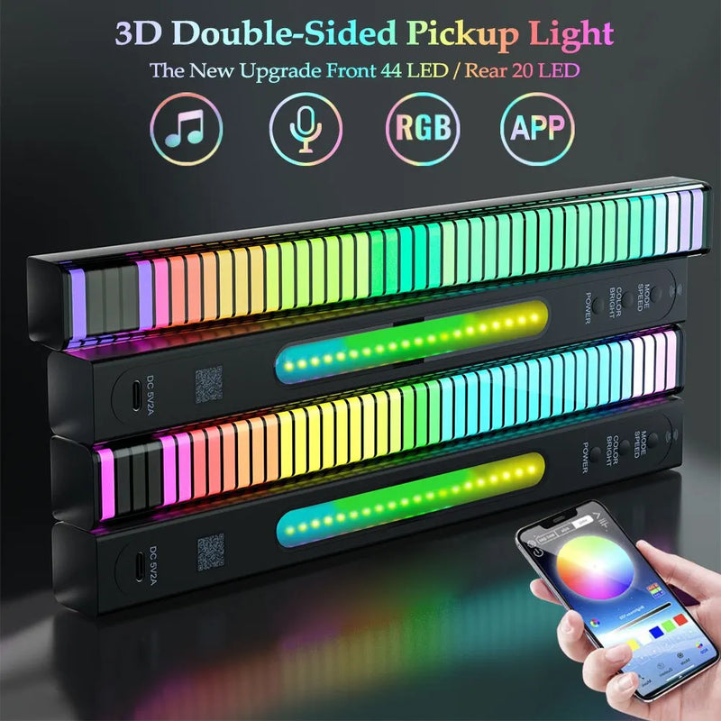 Luzes de captação RGB inteligentes LED 3D Lâmpada Ambiente Dupla Face APP de