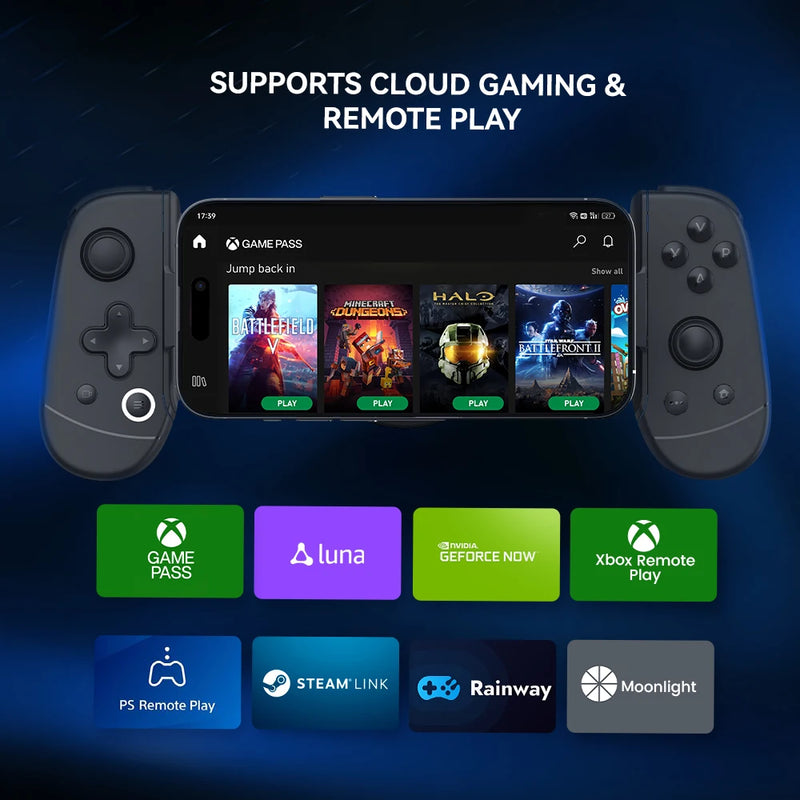 Gamepad para Celular - Controlador de Jogos para iPhone e Apple, Compatível com Xbox Game Pass, Stadia, xCloud, GeForce Now