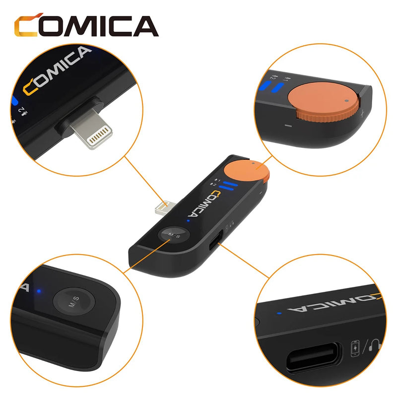 Microfone de Lapela Comica Vimo S 2.4G Sem Fio - Compacto com Estojo de Carregamento