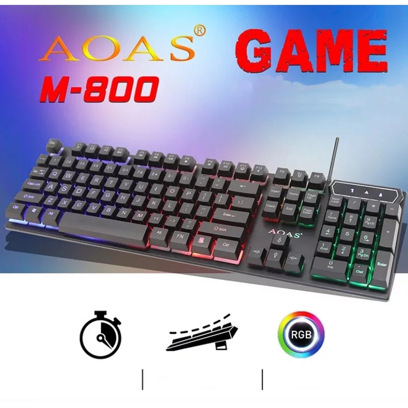 Teclado Gamer semi-mecânico, PC Original, RGB LED retroiluminado, PC