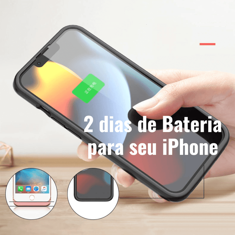 Capinha Com Bateria inteligente para iPhone - Smart Battery Case - Power Bank - BrasBest