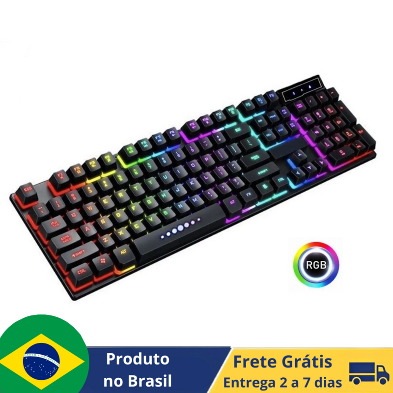 Teclado Gamer semi-mecânico, PC Original, RGB LED retroiluminado, PC